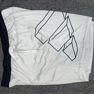 ADIDAS WHITE AND BLACK BASKETBALL SHORTS